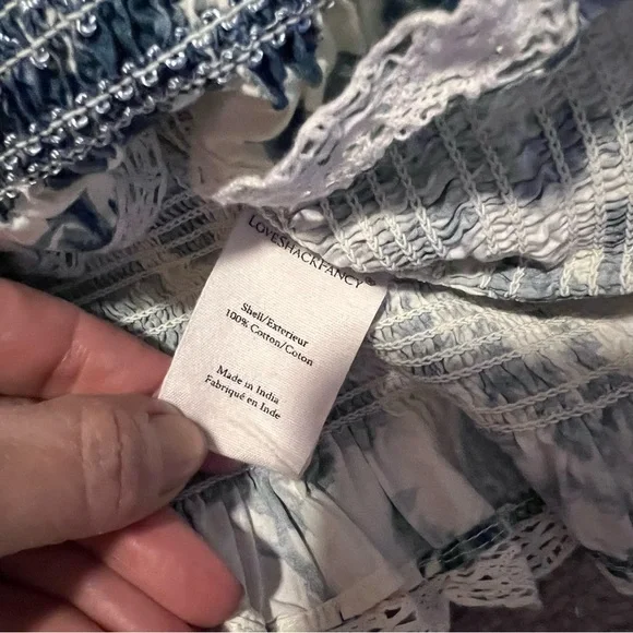 LoveShackFancy Molly top in blue china XS EUC - Picture 5 of 8